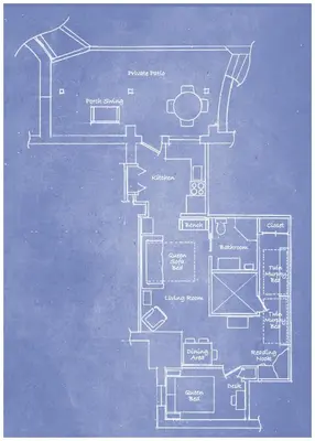 a drawing of a floor plan of a house at Alpen Way Chalet Mountain Lodge in Evergreen