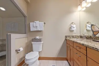 a bathroom with a toilet and a sink at Incredible 3BR Tranquil Setting & Space to Spare in Silverthorne