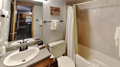 a bathroom with a sink and a toilet and a shower at AA302 Buffalo Village in Silverthorne