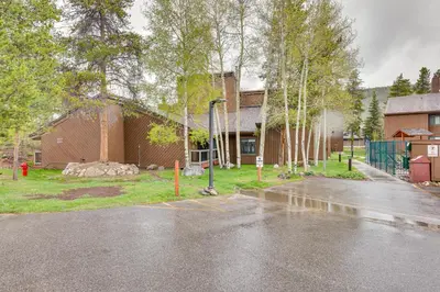 an empty parking lot in front of a building at Dillon Vacation Rental 1 Mi to Keystone Resort in Dillon