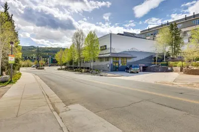 an empty street in front of a building at Winter Park Condo Rental 4 Mi to Ski Resort! in Winter Park