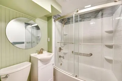 a bathroom with a shower and a toilet and a sink at Pet-Friendly Gem with Private Yard in Westminster! in Westminster