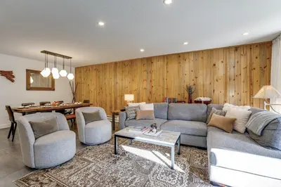 a living room with a couch and chairs and a table at Family-Friendly Condo with Mtn Views in Keystone! in Keystone