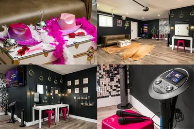 a room with a room with hats on a table at Wild West Disco Haus! New Hot Tub, Patio + Gym in Denver