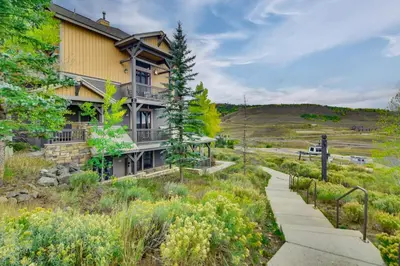a house with a path leading up to it at Ski-InandSki-Out, Scenic Mtn Views Granby Retreat! in Granby