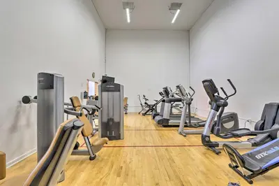 a gym with several treadmills and cardio machines at half Mi to Lake Dillon Mtn-View Condo in Frisco in Frisco