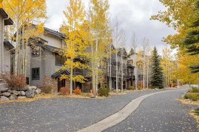 an empty road in front of a house at 1952 Northstar townhouse in Keystone