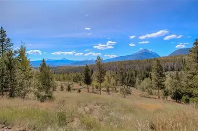 a field with trees and mountains in the background at Cozy Ski Condo + Hot Tub + Fireplace + Heated Pool in Silverthorne