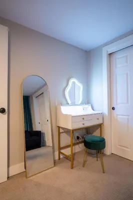a bathroom with a sink and a mirror at Rocky Mountain Haven-Modern 2BD, 1BA Basement Retreat in Lakewood in Lakewood