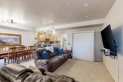 a living room with a couch and a television at Mountain Vista in Fraser