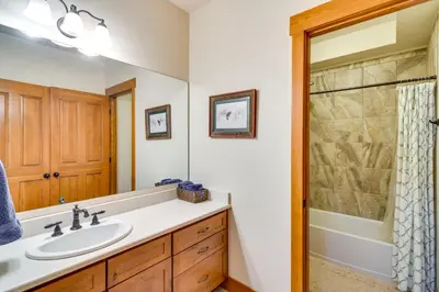 a bathroom with a sink and a shower at Family Home with Hot Tub 6 Mi to Winter Park Resort in Fraser