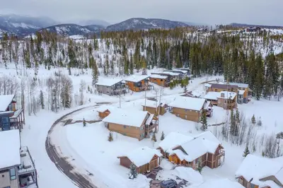 an aerial view of a village covered in snow at Family Home with Hot Tub 6 Mi to Winter Park Resort in Fraser