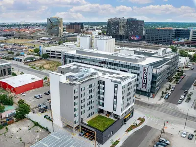 an aerial view of a large white building at Cambria Hotel Denver Downtown RiNo in Denver