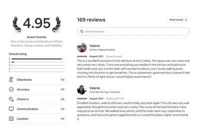 a screenshot of the iphone reviews page at Garden Level Apt Mtn Ave - 8 min walk to Old Town! in Fort Collins