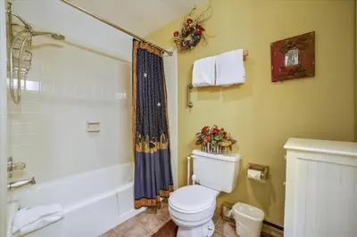 a bathroom with a white toilet and a shower at Cedar Lodge 309 in Frisco