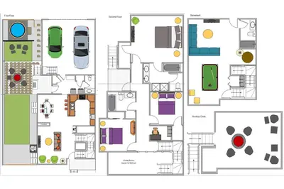 a floor plan of a house at Contemporary Gem - Rooftop Deck & Private Hot Tub! in Fort Collins
