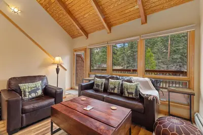 a living room with a couch and a coffee table at Creekside Suites 11 by Estes Park Condos in Estes Park
