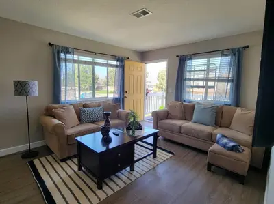 a living room with a couch and a coffee table at Peaceful 2 bed in Westminster in Westminster