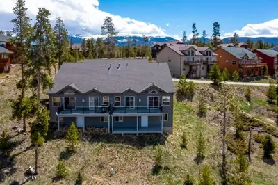 an aerial view of a house at 6 Mi to Skiing Mtn-View Fraser Duplex in Fraser