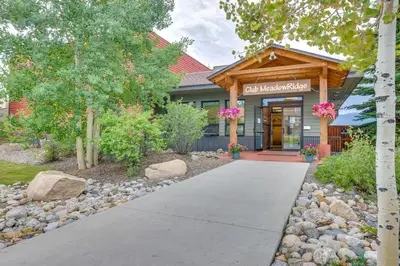 a walkway in front of a building at Fraser Mountain Retreat with Resort Amenities! in Fraser