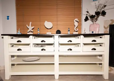 a large white dresser with a black top at InHomeStays in Lakewood