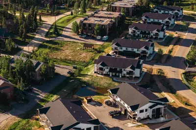 an overhead view of a residential neighborhood with houses at New Modern Charm - Hot Tub - Deck Views! - Fraser in Fraser