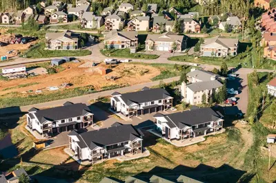 an aerial view of a home under construction at Chic Condo - Near Town and Trails - Hot Tub - Deck in Fraser