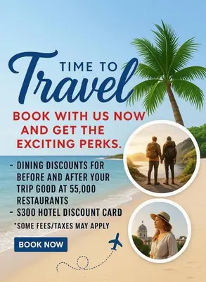 a flyer for a travel book with us now and get the exciting permits at Diamond - The Historic Crags Lodge - 1BD in Estes Park