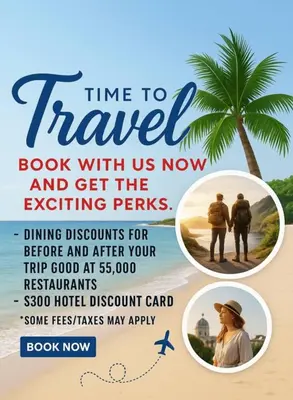 a flyer for a travel book with us now and get the exciting perks at Worldmark - Estes Park 1BD in Estes Park