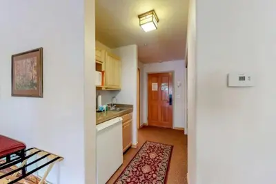 a kitchen with a sink and a counter top at Studio Condo At Gateway Lodge In Keystone in Keystone