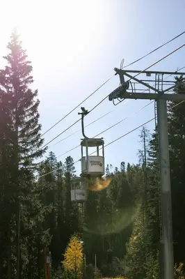 a gondola ride on a ski lift at Cloud N9NE Chalet in Fraser