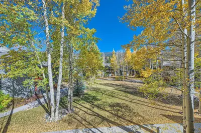 an aerial view of a park with trees at 1147 Flying Dutchman condo in Keystone