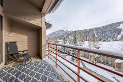 a balcony with a view of a snowy mountain at Keystone Retreat with Resort Amenities in Keystone