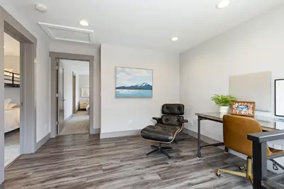an office with a desk and a chair at Keystone Adventures Basecamp townhouse in Keystone