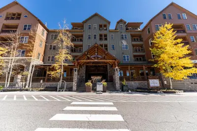 a large building with a crosswalk in front of it at Buffalo Lodge 8386 in Keystone