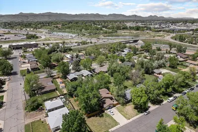 an aerial view of a small town with trees at Modern Chic Retreat Near Mtns & Red Rocks Wifi in Wheat Ridge