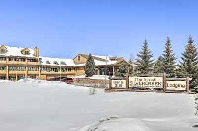 a lodge in the snow with a sign in front at 2 Mi to Granby Ranch Mtn-View Studio with Perks in Granby