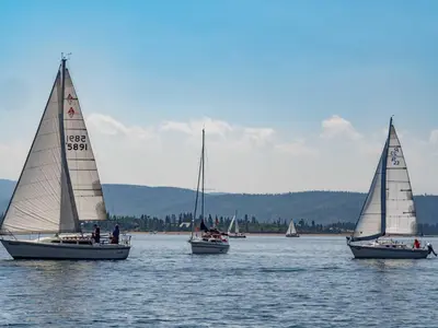 a group of sailboats in a large body of water at Aspen Meadows C-302, 0013 in Granby