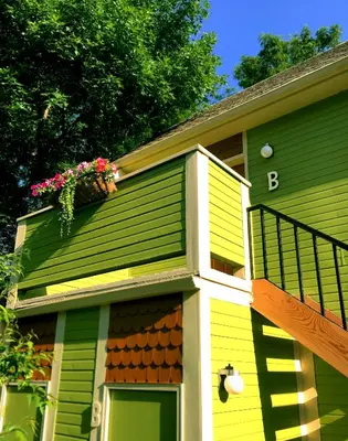 a house with a flower box on the roof at Remington Flats in Fort Collins