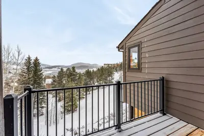 a balcony with a view of the mountains at Dillon Retreat with Lake Views and Private Hot Tub in Dillon