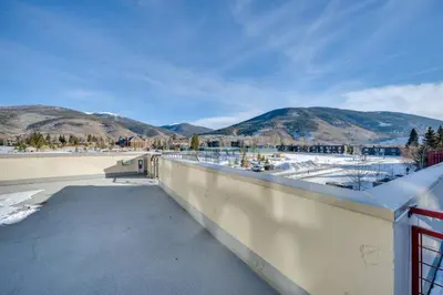 a balcony with a view of a mountain at 6 Mi to Keystone Resort Dillon Condo with Balcony in Dillon