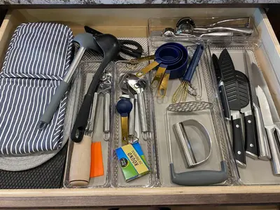 a drawer filled with lots of kitchen utensils at Lovely Townhome at the TPC Golf Course in Berthoud