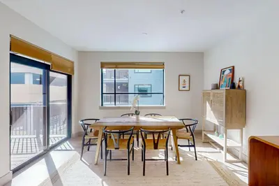 a dining room with a table and chairs at Skywalk Flats Escape in Silverthorne