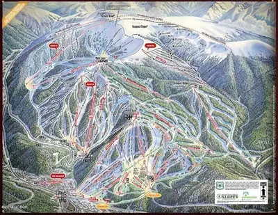 a map of a amusement park with mountains in the background at Best Ski Condo, Winter Park, USA in Winter Park