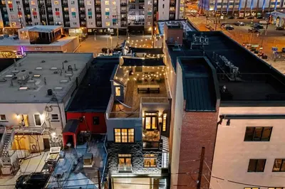 an overhead view of a city at night at Suite No 2 in Denver