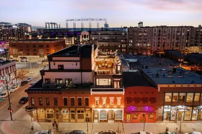 an overhead view of a city at night at Suite No 2 in Denver