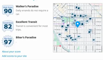 a screenshot of a cell phone with a map at Designer Apartment in a Historic 1901 Downtown Area Mansion in Denver