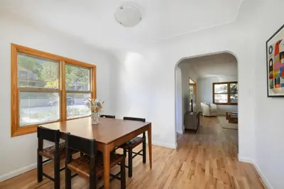 a dining room with a table and chairs at 5 minute drive to Pearl Street - Best Neighborhood in Boulder in Boulder