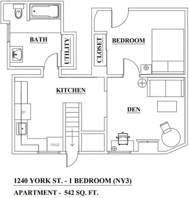 a drawing of a floor plan of a house at York by Modern Midstay - 3 Blocks to Cheesman #NYB in Denver