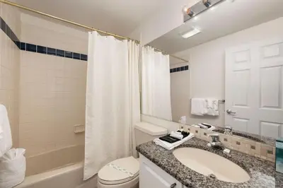 a bathroom with a sink and a toilet and a shower at Luxe Home Minutes To Skiing Hot Tub in Winter Park